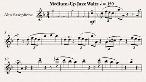 Гарсон "Джазовые вариации на тему Паганини" - видео-минусовка и ноты для саксофона-альта, темп 150