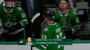Radek Faksa opens the scoring in game 3 off a deflection in front