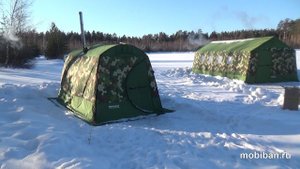 Мобиба МБ-10 с тентом и Роснар Р-63 зимним утром