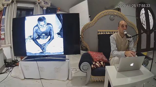 25.11 Катха о Шриле Гауракишоре Дасе Бабаджи с ЕМ Варшаной Прабху. смотреть онлайн