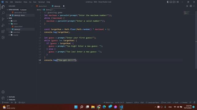 JavaScript | Loops | 1 - create guessing game смотреть онлайн