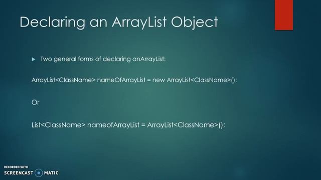 The ArrayList Class