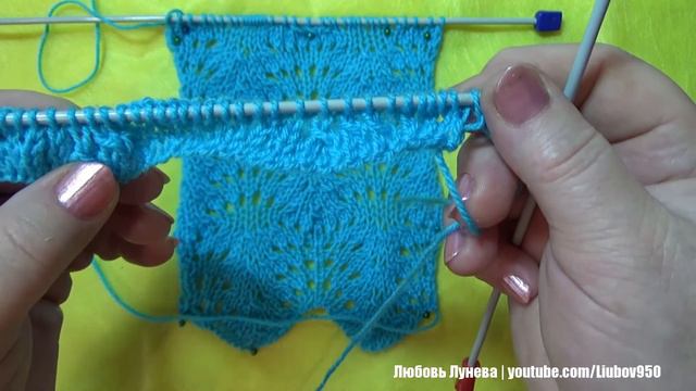 Узор Ажурные листья (спицами) смотреть онлайн