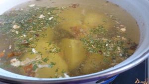 Картофельный суп с куриной печенью