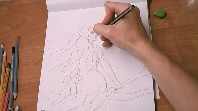 Рисуем силуэт девушки карандашом. смотреть онлайн