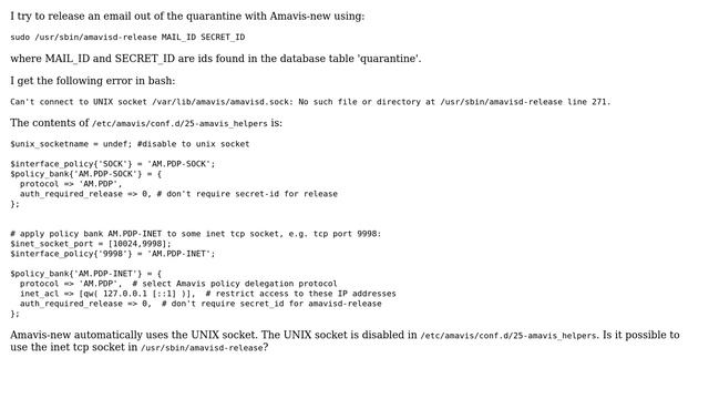 DevOps & SysAdmins: Amavis release uses UNIX socket instead of inet tcp socket смотреть онлайн