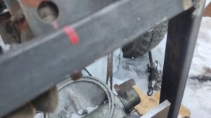 установил ДВС и КПП на минитрактор классика