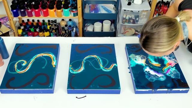 PAINT and WATER only ~ Gold, Copper, and Green - Fabulous Palette Acrylic Pouring?~ Fluid Painting смотреть онлайн