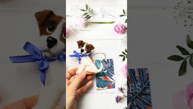 Пакую заказ - Джек Рассел Терьер. Брошка сухое валяние. / Jack Russell Terrier. Brooch dry felting.