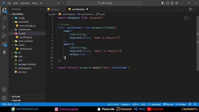 User Model Schema Nodejs Job Portal Application Nodejs Project Nodejs Tutorial Nodejs Course