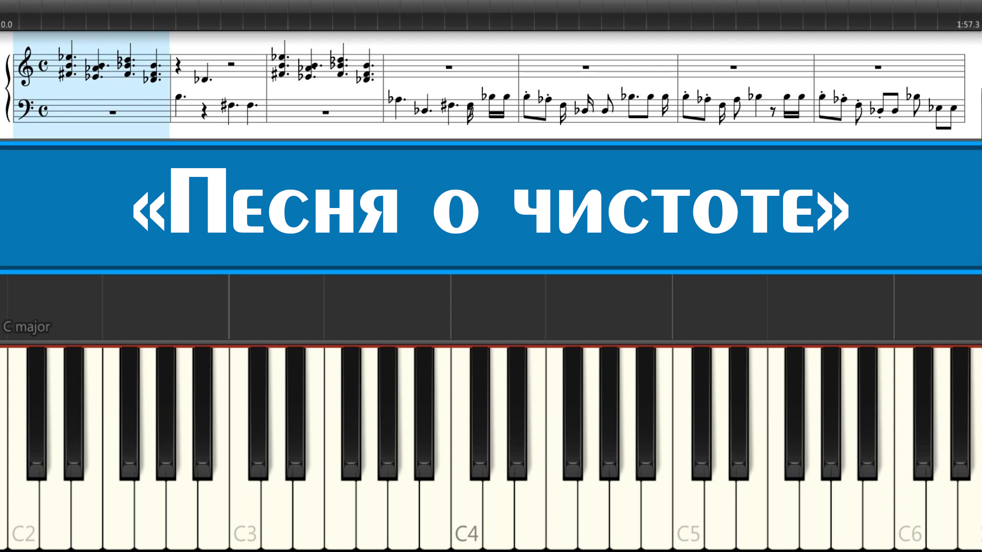 «Песня о чистоте» из мультфильма Маша и медведь (простые ноты современных детских песен для пианино)
