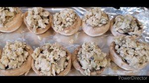 фаршированные шампиньоны. 
мясным фаршем с грибами