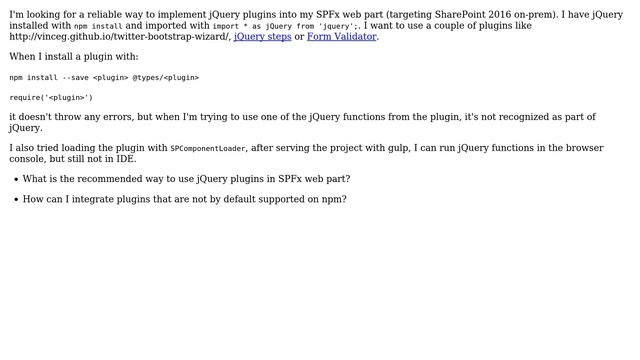 Sharepoint: Using jQuery plugins in SPFx web part смотреть онлайн