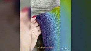 радужное пончо-жилет на вязальной машине