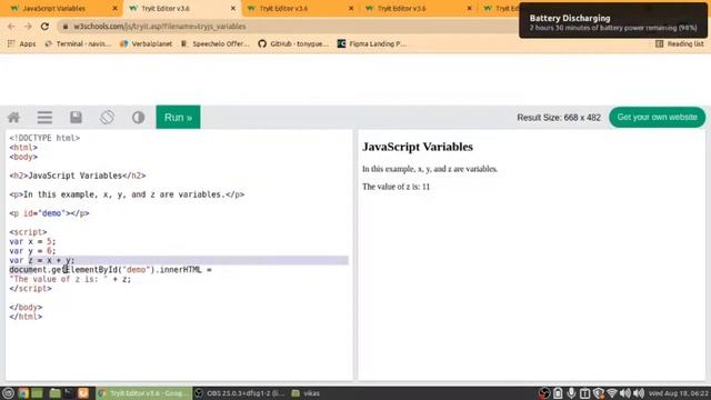 Javascript with w3schools part 5 || Variables || #hindi