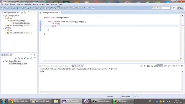 Eclipse - Adding two numbers using Java