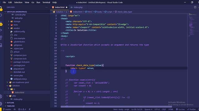 JavaScript - Exercises, Practice, Solution 09 check data type