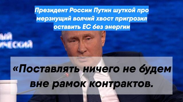 Президент России Путин шуткой про мерзнущий волчий хвост пригрозил оставить ЕС без энергии