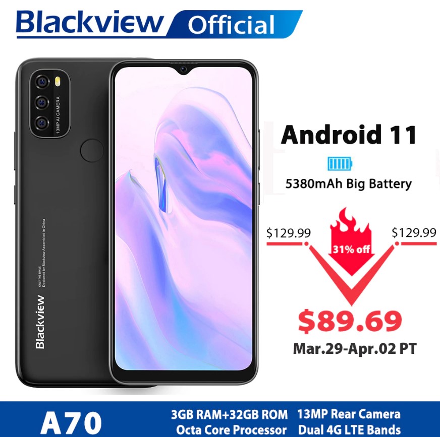 Смартфон Blackview A70, 2021.