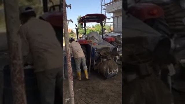 Уникальный пневмонагнетатель,  растворонасос в работе...