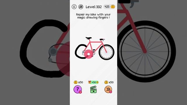 #Shorts Brain Dom Game Challenge 2022 | level 332 | Repair my bike with your magic drawing fingers!