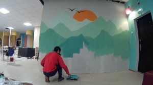 Роспись стен. Горы на стене