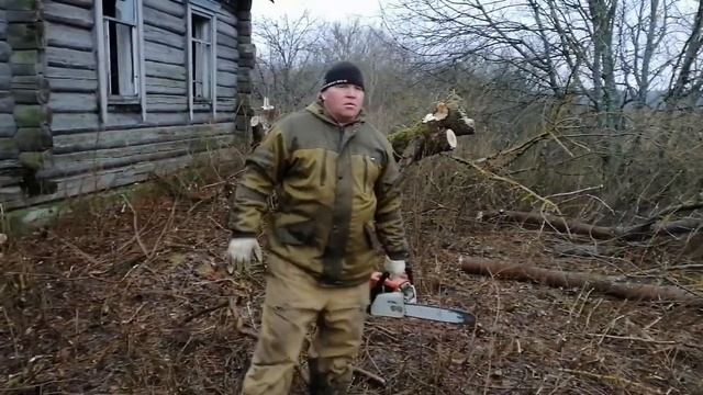 Продолжаем расчистку! Валим дерево. Убираем территорию