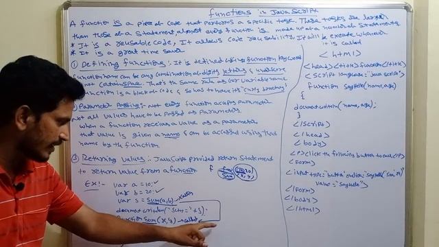 Functions in Java Script ||Web Technology in Telugu || By Mr Sivarao