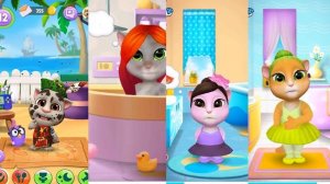 День рождения близняшек Насти и Алины Семь кошечек и Том 2 Моя говорящая Анджела