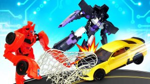 Роботы Трансформеры игры битвы - Автобот Бамблби в ловушке Десептиконов! - Видео для мальчиков