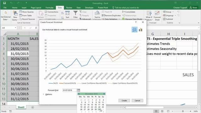 FORECAST.LINEAR & FORECAST.ETS Functions In Excel 2016