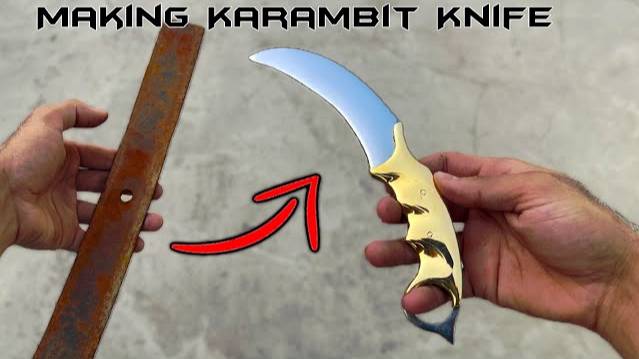 Turning Leaf Spring into Sharp KARAMBIT KNIFE смотреть онлайн
