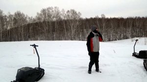 Мотосноуборд SNIKE 8. Первый тест. Полёт в канаву.