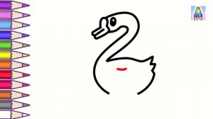 Как нарисовать ЛЕБЕДЯ ИЗ ЦИФРЫ 2 | Раскраска для детей Животные из цифр | Coloring Kids