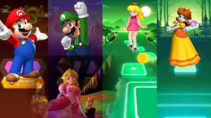 Mario 🆚 Luigi 🆚 Princess Peach 🆚 Princess Daisy in Tiles Hop EDM Rush