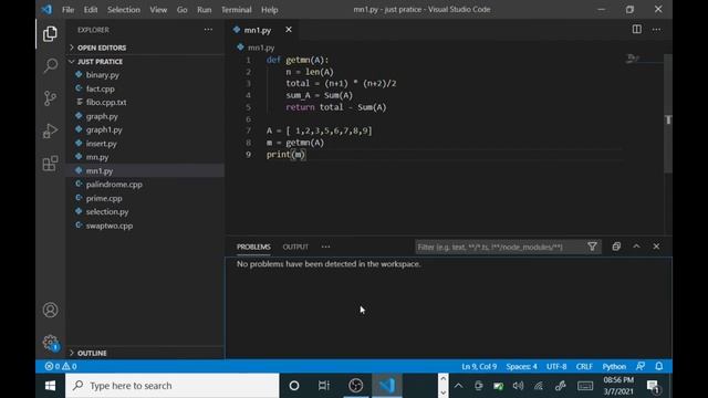 Find the missing number in a given integer using python || missing number using python programming смотреть онлайн