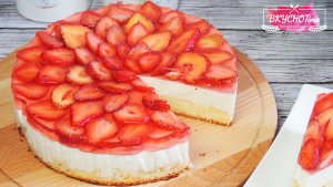 Бесподобный легкий десерт! Клубничный торт с творожным муссом и нежным бисквитом!