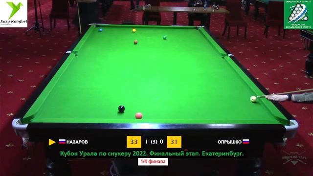 Назаров Антон - Опрышко Виталий(фора +7). 1/4. Кубок Урала по снукеру 2022 Финальный этап 10 красны смотреть онлайн