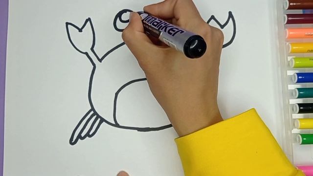 Как нарисовать Краба//How to Draw a crab//D and coloring a Krab for children смотреть онлайн