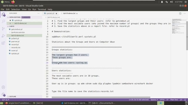 Lab10 Perl Programming Part II: Aggregation of User Info In Linux смотреть онлайн