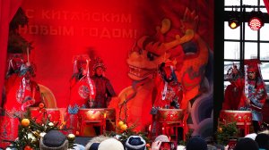 Дикое шоу китайских барабанщиков на Тверской площади. Китайский Новый год 2024