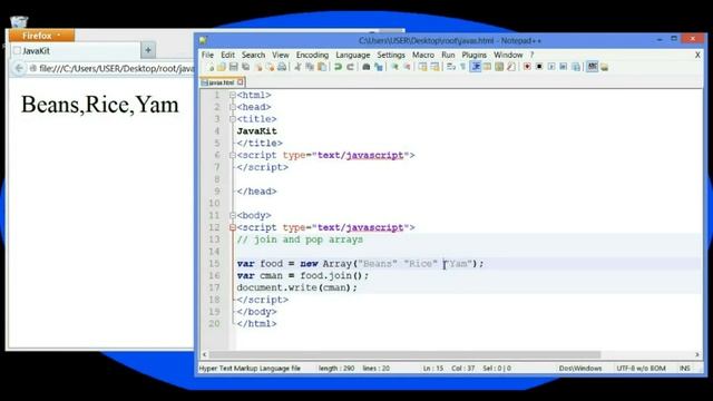 part-49 javascript join and pop arrays