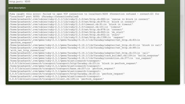 Failed to open TCP connection to localhost:9200 (Connection refused - connect(2) for "localhost"... смотреть онлайн