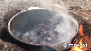 Жареная печень на казане. Готовим на природе. Fried liver in a cauldron (Kazan)