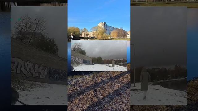 Еду на велосипеде у пруда в одном из питерских дворов смотреть онлайн