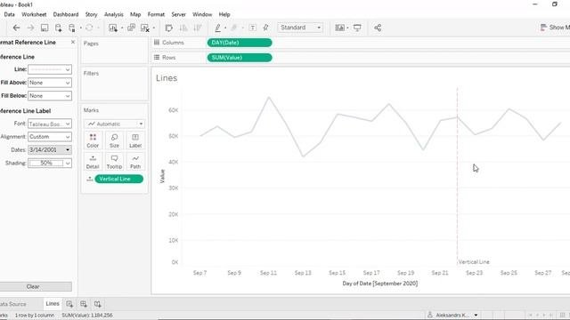 Tableau. Создаем динамично меняющиеся вертикальные и горизонтальные линии.