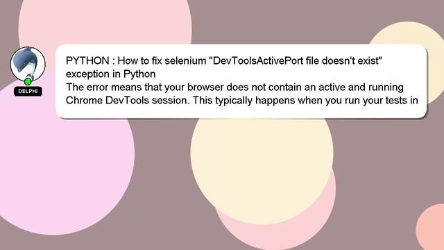 PYTHON : How to fix selenium "DevToolsActivePort file doesn't exist" exception in Python смотреть онлайн
