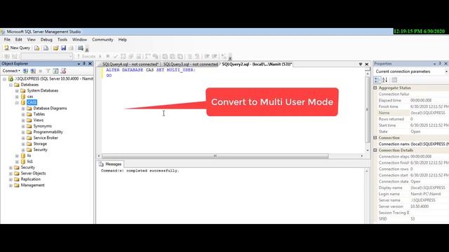 SQL SINGLE USER MODE  | SQL SINGLE USER MODE TO MULTI-USER | Multi User Mode Sql Server#query