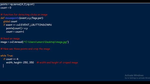 Crop an image with Python OPEN_CV | Warp Perspective | Python | Open_cv