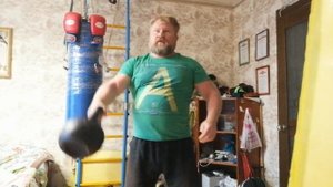 Утренняя зарядка с гирей 24кг. Часть 1.